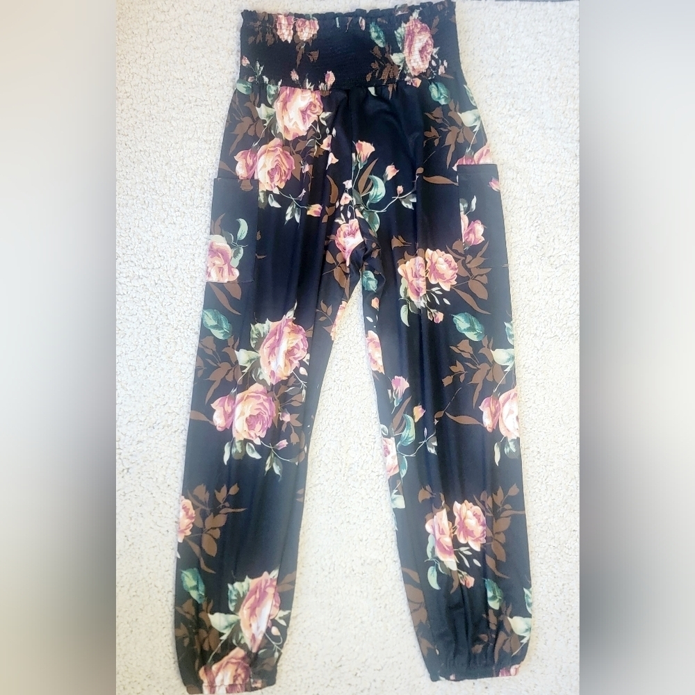 Qianxizhan Women's large Harem yoga Pants, boho High Waist Trousers with Pockets